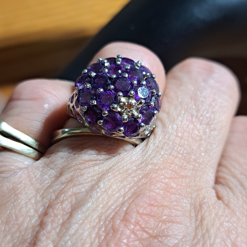 Unheated Round Amethyst 4.5mm Sapphire Diamond Cut 925 Sterling Silver Ring 8